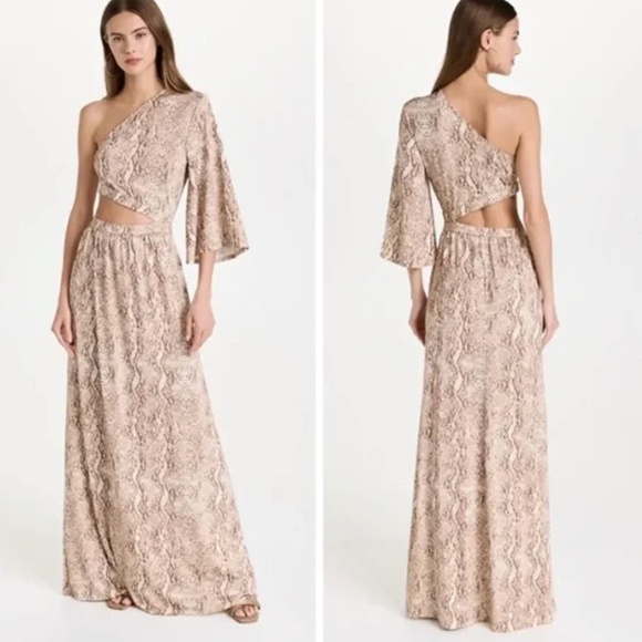 $475 New NWT L'Agence "Fontana" Cut-Out Snakeskin Maxi Dress Sz XS - Picture 1 of 4
